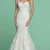Da Vinci Bridal - Plunging Back Embroidered Mermaid Bridal Gown 50624 - 1 Pc Ivory/Ivory In Size 4 Available Formal Gowns