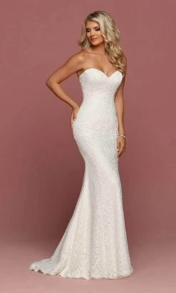 Da Vinci Bridal - Strapless Lace Bridal Dress 50491 - 1 Pc White In Size 6 Available Formal Gowns