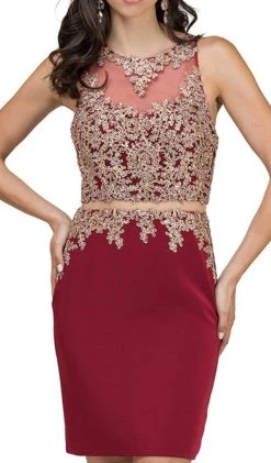 Dancing Queen - 2000 Mock Two-Piece Illusion Lace Cocktail Dress Cocktail Dresses