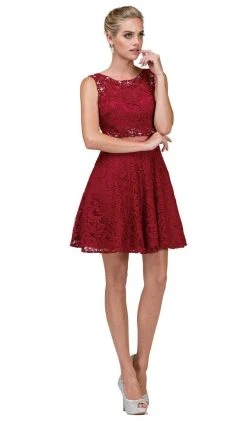 Dancing Queen - 2053 Illusion Two Piece Beaded Lace Cocktail Dress