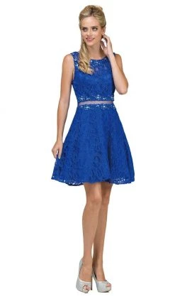 Dancing Queen - 2053 Illusion Two Piece Beaded Lace Cocktail Dress