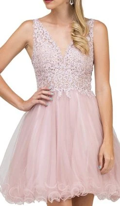Dancing Queen - 2054 Lace Rhinestone Embellished Cocktail Dress Cocktail Dresses