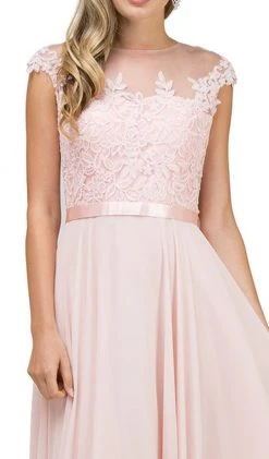 Dancing Queen - 2121 Sheer Floral A Line Evening Gown