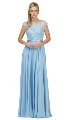 Dancing Queen - 2121 Sheer Floral A Line Evening Gown