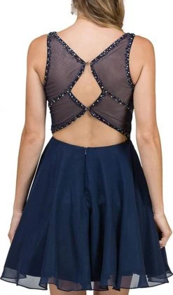 Dancing Queen - 2124 Illusion Cutout Chiffon Cocktail Dress