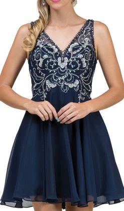Dancing Queen - 2124 Illusion Cutout Chiffon Cocktail Dress