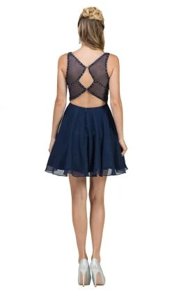 Dancing Queen - 2124 Illusion Cutout Chiffon Cocktail Dress