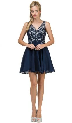 Dancing Queen - 2124 Illusion Cutout Chiffon Cocktail Dress