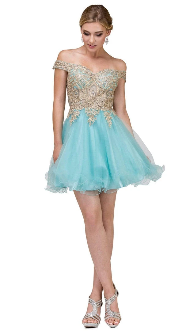 Dancing Queen - 2130 Off Shoulder Embellished Cocktail Dress 9 Dancing Queen - 2130 Off Shoulder Embellished Cocktail Dress