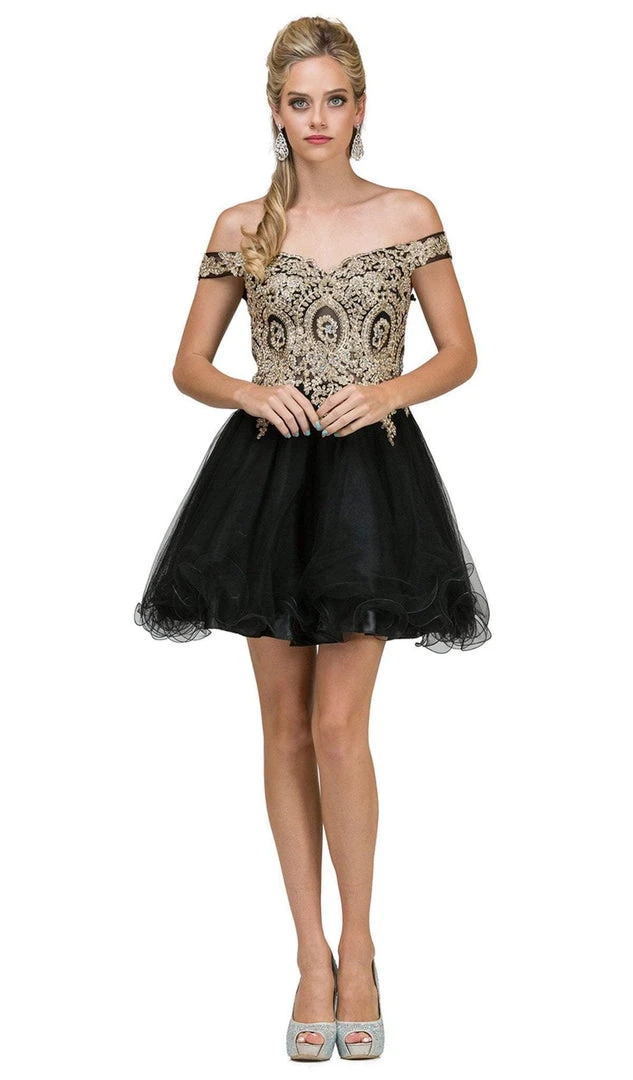 Dancing Queen - 2130 Off Shoulder Embellished Cocktail Dress 4 Dancing Queen - 2130 Off Shoulder Embellished Cocktail Dress