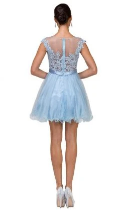 Dancing Queen - 2153 Illusion Jewel Floral A Line Cocktail Dress Cocktail Dresses