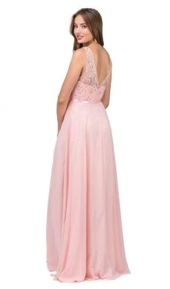 Dancing Queen - 2267 Sleeveless Scalloped Lace Illusion Prom Gown Formal Gowns