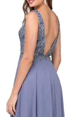 Dancing Queen - 2312 Floral Beaded Deep V-neck A-line Prom Dress Formal Gowns 10 Dancing Queen - 2312 Floral Beaded Deep V-neck A-line Prom Dress Formal Gowns
