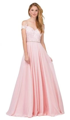 Dancing Queen - 2327 Embellished Off-Shoulder A-line Gown Formal Gowns