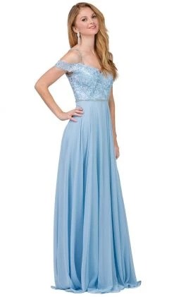 Dancing Queen - 2327 Embellished Off-Shoulder A-line Gown Formal Gowns