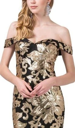 Dancing Queen - 2481 Embellished Off-shoulder Sweetheart Neck Trumpet Gown - 1 Pc Black In Size XL Available