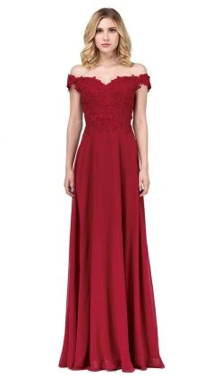 Dancing Queen - 2492 Off Shoulder Lace Applique Evening Dress Formal Gowns
