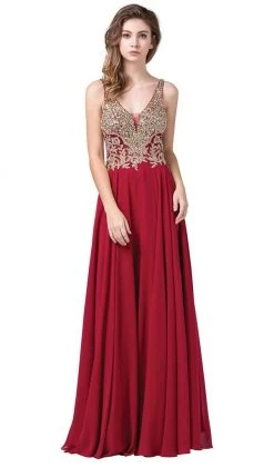 Formal Gowns Dancing Queen - 2494 Jewel Encrusted Bodice A-Line Chiffon Gown