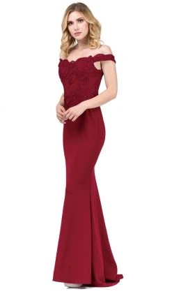 Formal Gowns Dancing Queen - 2562 Lace Applique Off-Shoulder Fitted Prom Dress 20 Formal Gowns Dancing Queen - 2562 Lace Applique Off-Shoulder Fitted Prom Dress