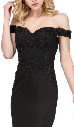 Formal Gowns Dancing Queen - 2562 Lace Applique Off-Shoulder Fitted Prom Dress