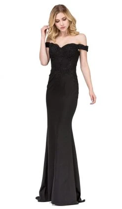 Formal Gowns Dancing Queen - 2562 Lace Applique Off-Shoulder Fitted Prom Dress