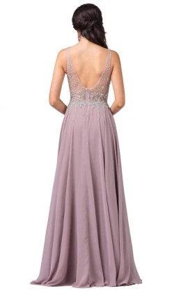 Dancing Queen - 2570 Jewel Ornate Illusion Bodice Chiffon Prom Dress