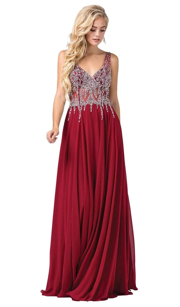 Dancing Queen - 2570 Jewel Ornate Illusion Bodice Chiffon Prom Dress 8 Dancing Queen - 2570 Jewel Ornate Illusion Bodice Chiffon Prom Dress