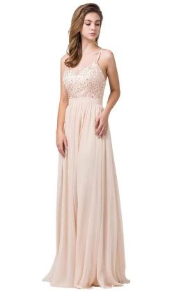 Formal Gowns Dancing Queen - 2571 Embroidered V-neck Long A-line Dress