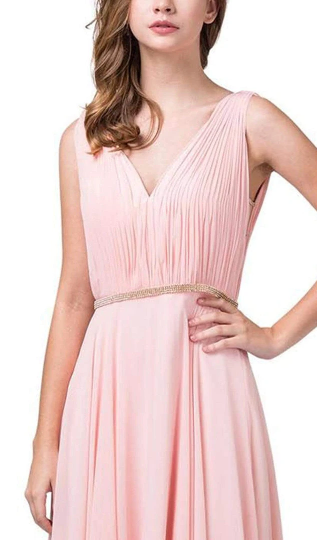 Dancing Queen - 2588 Ruched Bodice A-Line Gown With Rhinestone Belt Formal Gowns 6 Dancing Queen - 2588 Ruched Bodice A-Line Gown With Rhinestone Belt Formal Gowns