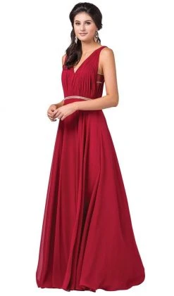 Dancing Queen - 2588 Ruched Bodice A-Line Gown With Rhinestone Belt Formal Gowns 12 Dancing Queen - 2588 Ruched Bodice A-Line Gown With Rhinestone Belt Formal Gowns
