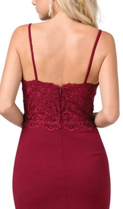 Dancing Queen - 2620 Lace V-neck Trumpet Dress Formal Gowns