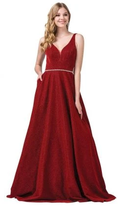 Dancing Queen - 2706 Deep V-neck A-line Gown