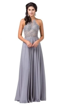 Formal Gowns Dancing Queen - 2716 Lace Applique Halter A-line Dress