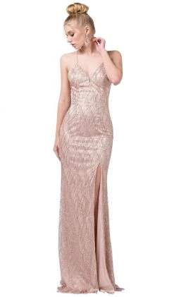 Formal Gowns Dancing Queen - 2817 Embellished Plunging V-neck Sheath Dress