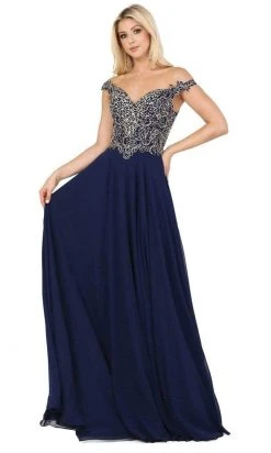 Dancing Queen - 2818 Beaded Lace Bodice Lace-Up Back Chiffon Gown