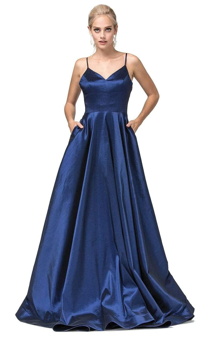 Dancing Queen - 2825 V-Neck Pleated A-Line Evening Gown 4 Dancing Queen - 2825 V-Neck Pleated A-Line Evening Gown