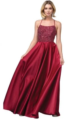 Dancing Queen - 2828 Embellished Halter A-line Gown