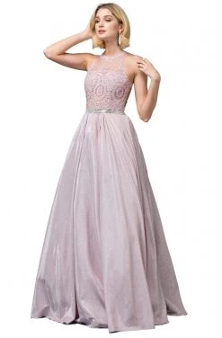 Dancing Queen - 2829 Embroidered Halter Neck Ballgown