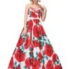 Dancing Queen - 2845 Floral Ruched V-Neck Ballgown 2 Dancing Queen - 2845 Floral Ruched V-Neck Ballgown