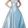 Formal Gowns Dancing Queen - 2853 Plunging V Neck Beaded Back Pleated Ballgown