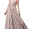 Dancing Queen - 2867 Sleeveless Plunging V-neck A-line Gown Formal Gowns