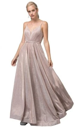 Dancing Queen - 2867 Sleeveless Plunging V-neck A-line Gown Formal Gowns