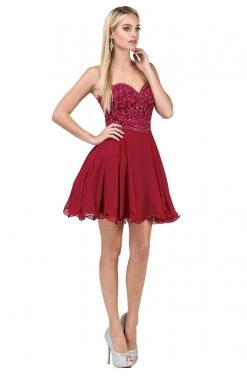 Dancing Queen - 3005 Scallop-Detailed Strapless Homecoming Dress Cocktail Dresses