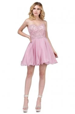 Dancing Queen - 3005 Scallop-Detailed Strapless Homecoming Dress Cocktail Dresses