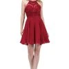 Dancing Queen - 3008 High Halter Embroidered Lace Homecoming Dress