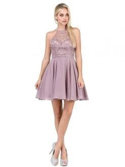 Dancing Queen - 3008 High Halter Embroidered Lace Homecoming Dress 7 Dancing Queen - 3008 High Halter Embroidered Lace Homecoming Dress