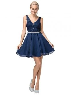 Dancing Queen - 3011 Plunging V-Neck Lace Bodice Homecoming Dress Cocktail Dresses 15 Dancing Queen - 3011 Plunging V-Neck Lace Bodice Homecoming Dress Cocktail Dresses
