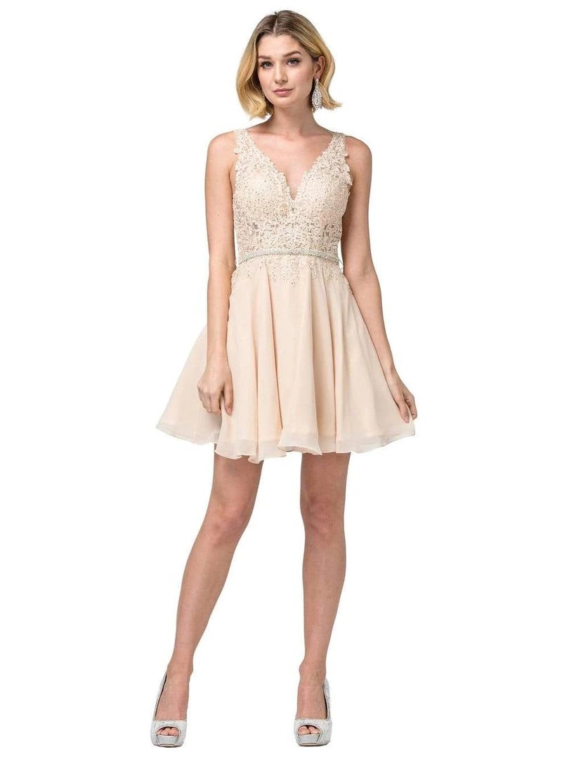 Dancing Queen - 3011 Plunging V-Neck Lace Bodice Homecoming Dress Cocktail Dresses 7 Dancing Queen - 3011 Plunging V-Neck Lace Bodice Homecoming Dress Cocktail Dresses