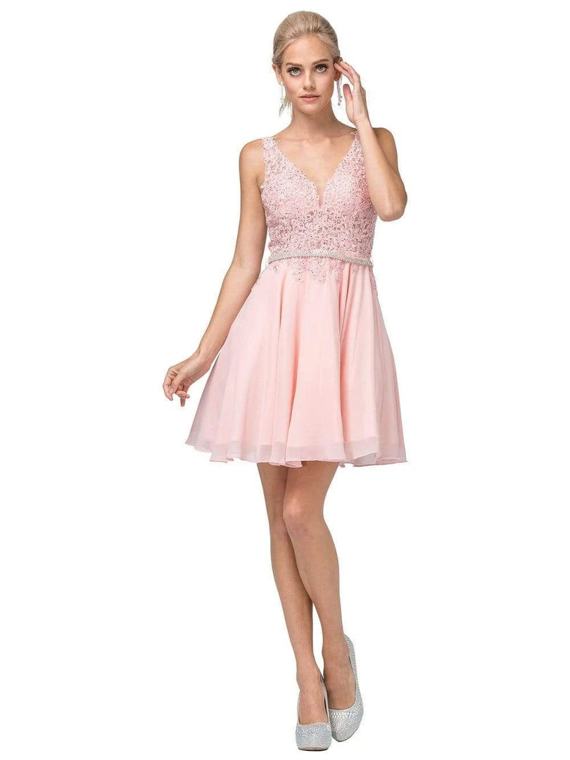 Dancing Queen - 3011 Plunging V-Neck Lace Bodice Homecoming Dress Cocktail Dresses 5 Dancing Queen - 3011 Plunging V-Neck Lace Bodice Homecoming Dress Cocktail Dresses