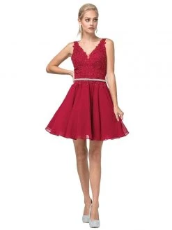Dancing Queen - 3011 Plunging V-Neck Lace Bodice Homecoming Dress Cocktail Dresses 13 Dancing Queen - 3011 Plunging V-Neck Lace Bodice Homecoming Dress Cocktail Dresses